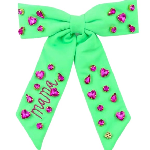 Brianna Cannon Accessories - 37. MAMA BOW BARRETTE WITH PINK CRYSTALS